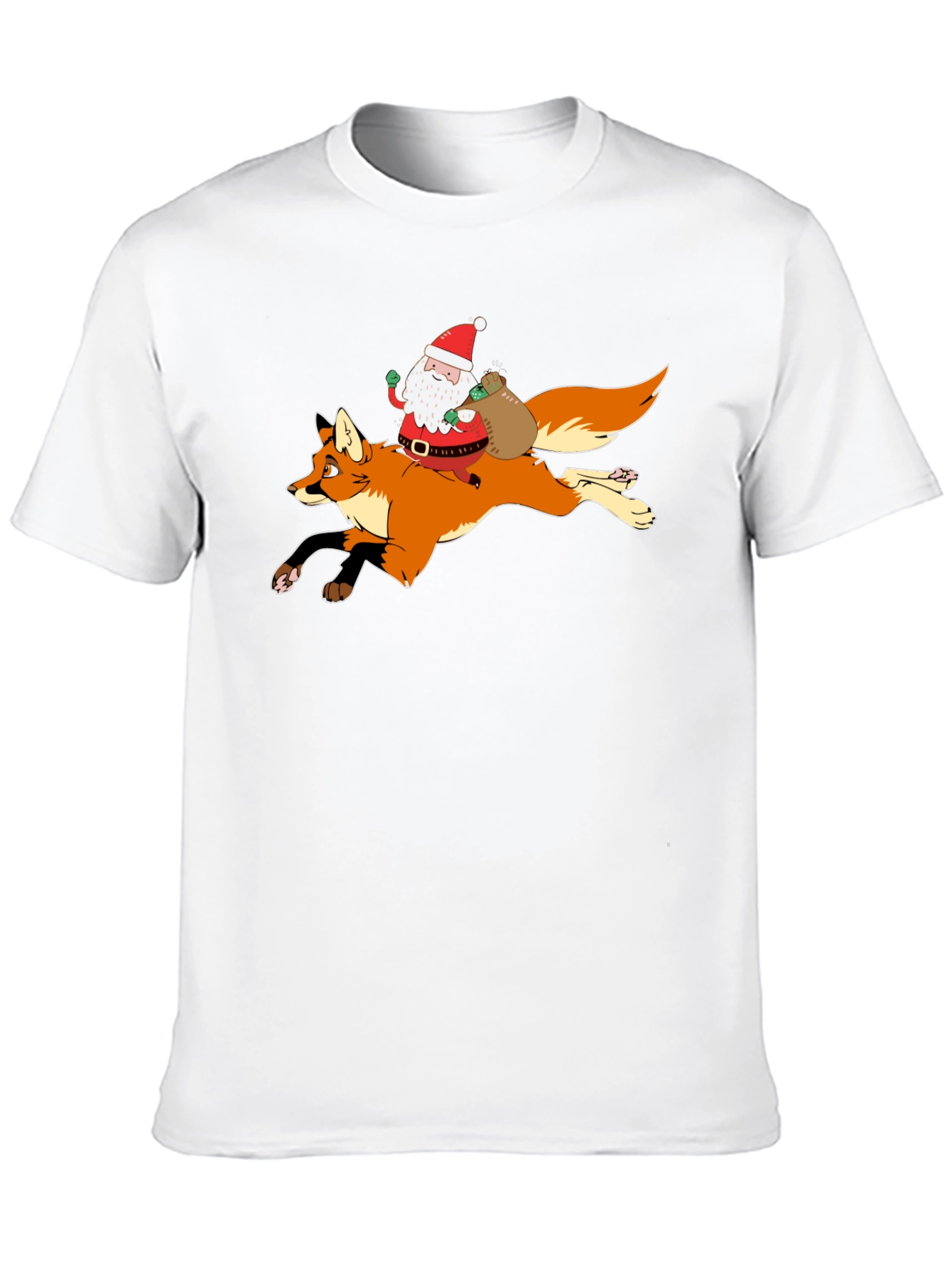 Santa Riding Fox Black T-Shirt