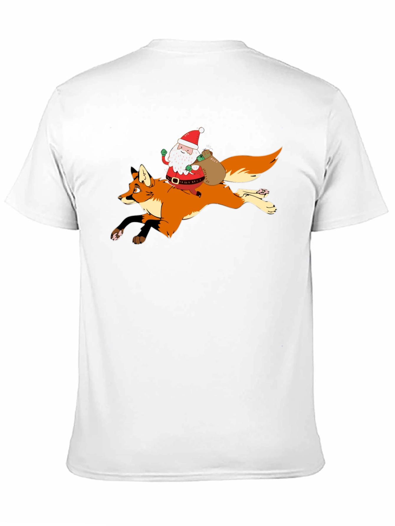 Santa Riding Fox Black T-Shirt