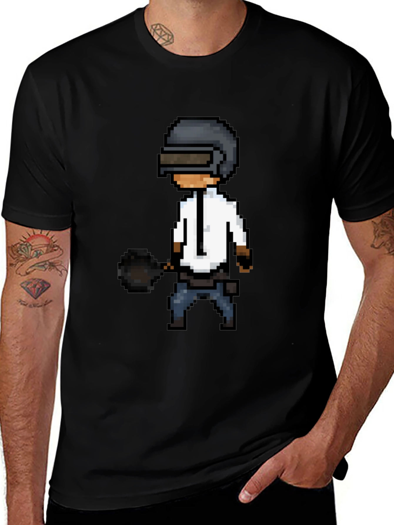 Pixel PUBG T-Shirt: Black Gaming Tee