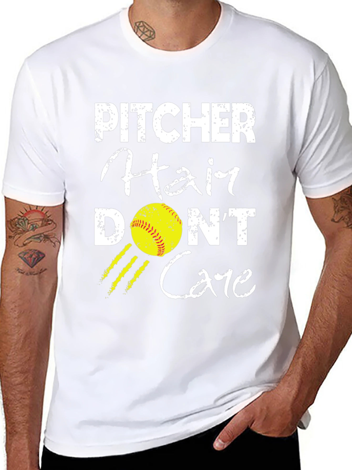 Pitcher Hair Dont Care Graphic T-Shirt