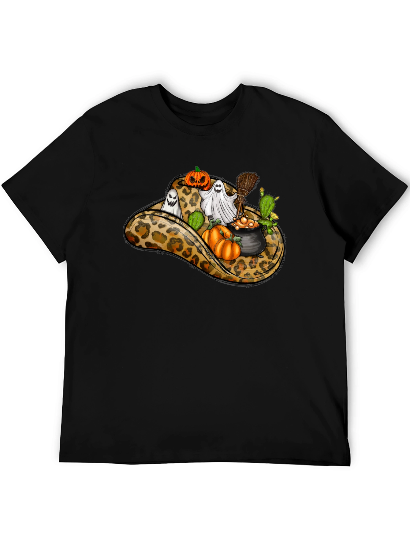 Leopard Cowboy Hat Halloween T-Shirt