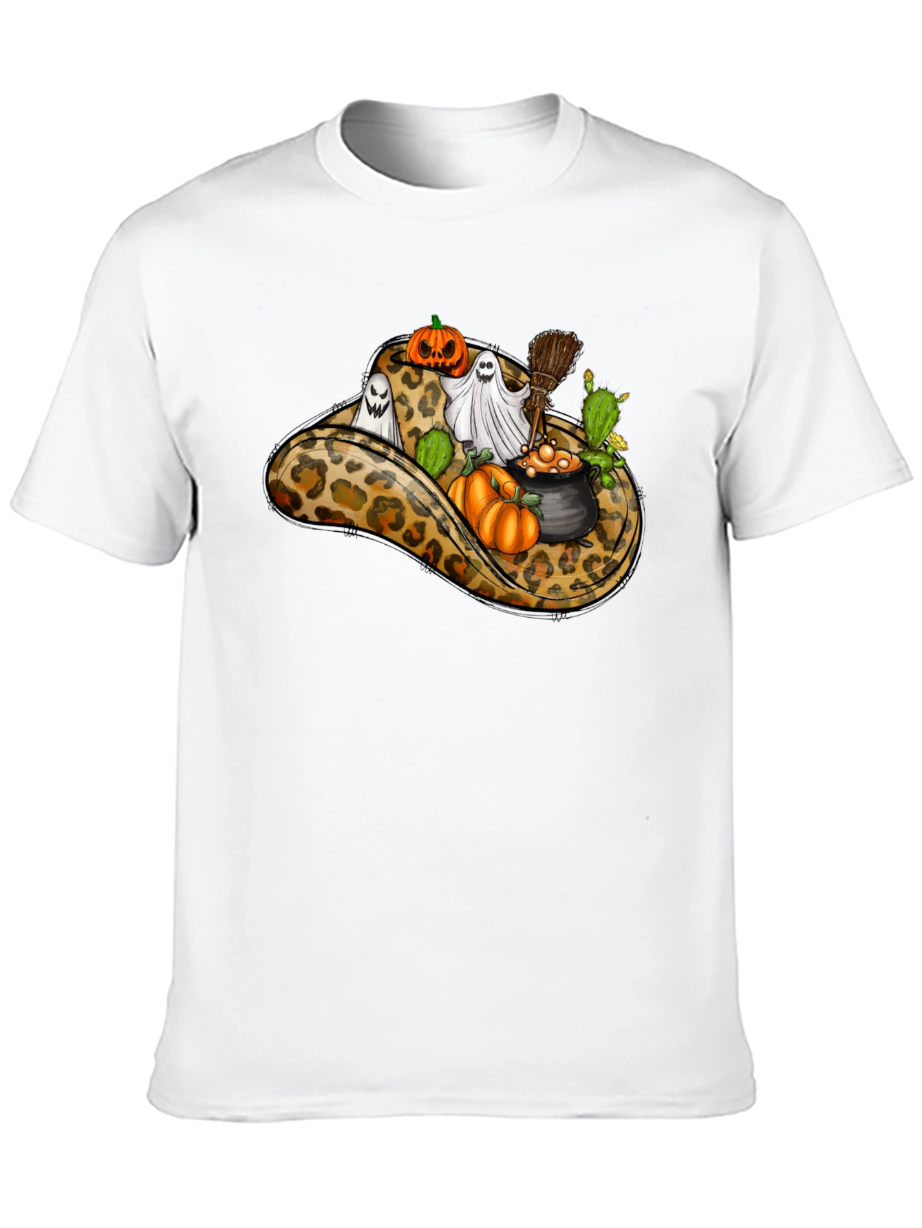 Leopard Cowboy Hat Halloween T-Shirt