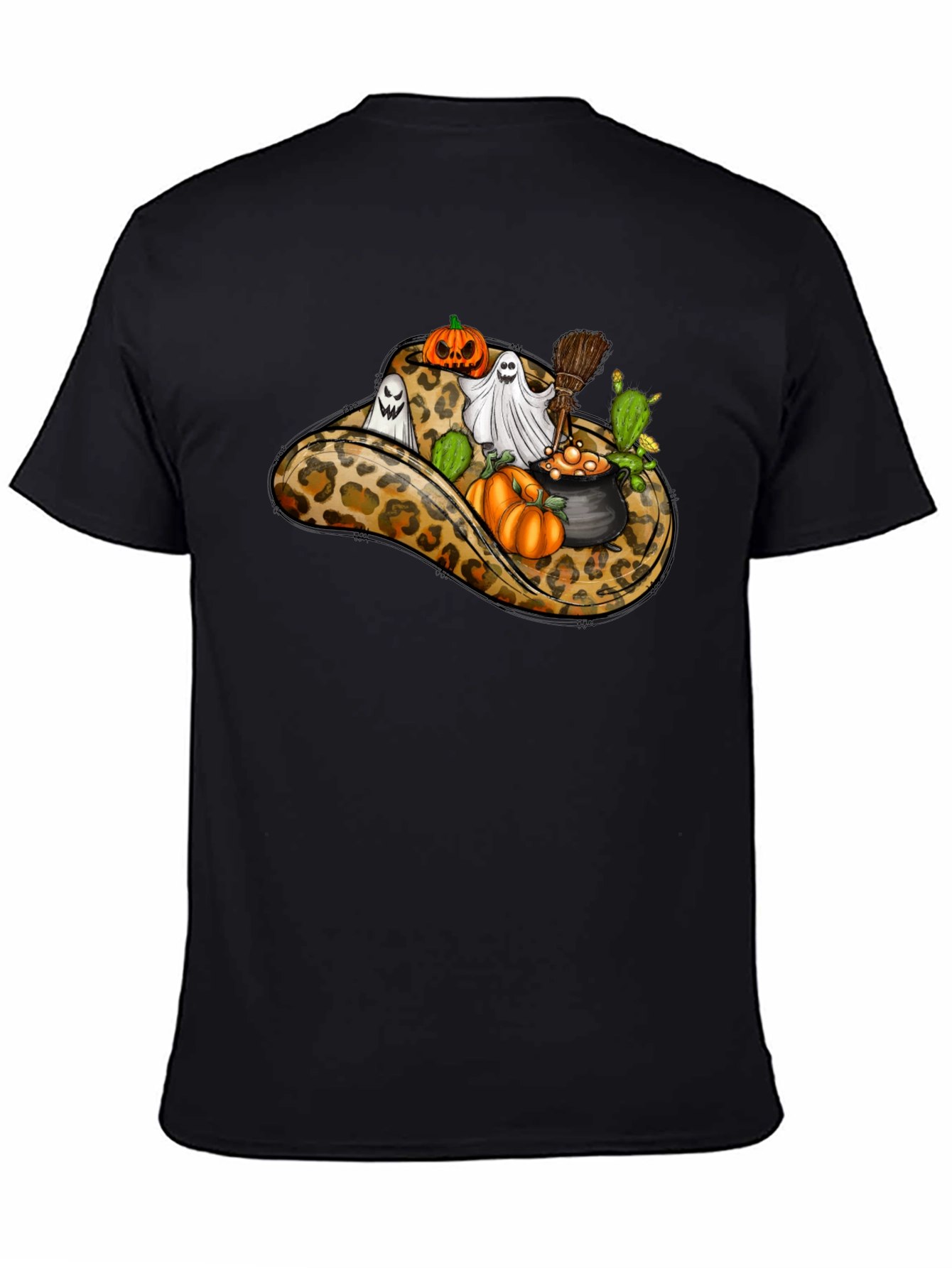 Leopard Cowboy Hat Halloween T-Shirt