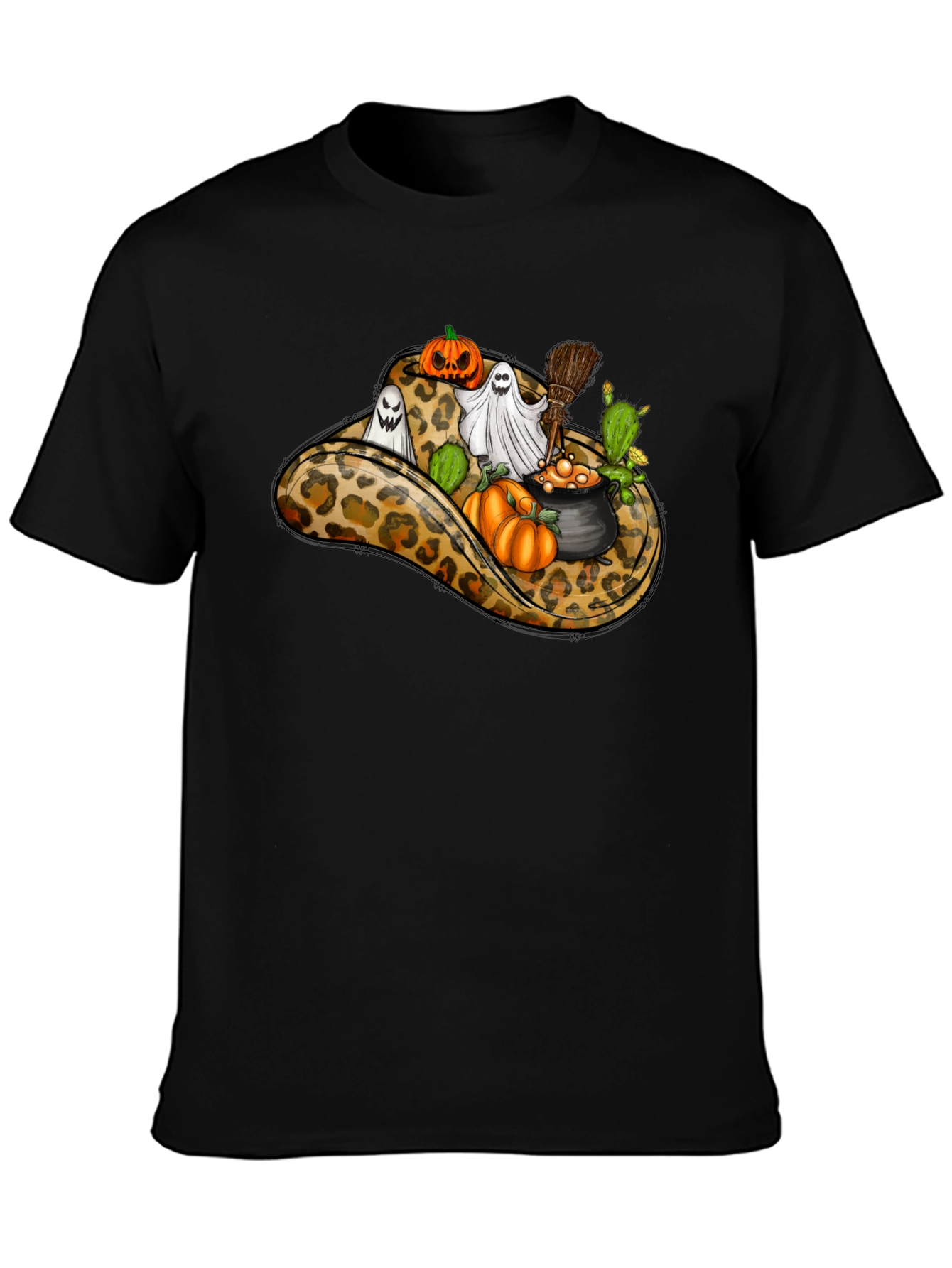 Leopard Cowboy Hat Halloween T-Shirt