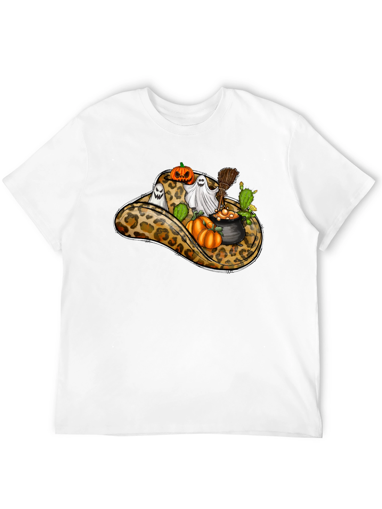 Leopard Cowboy Hat Halloween T-Shirt