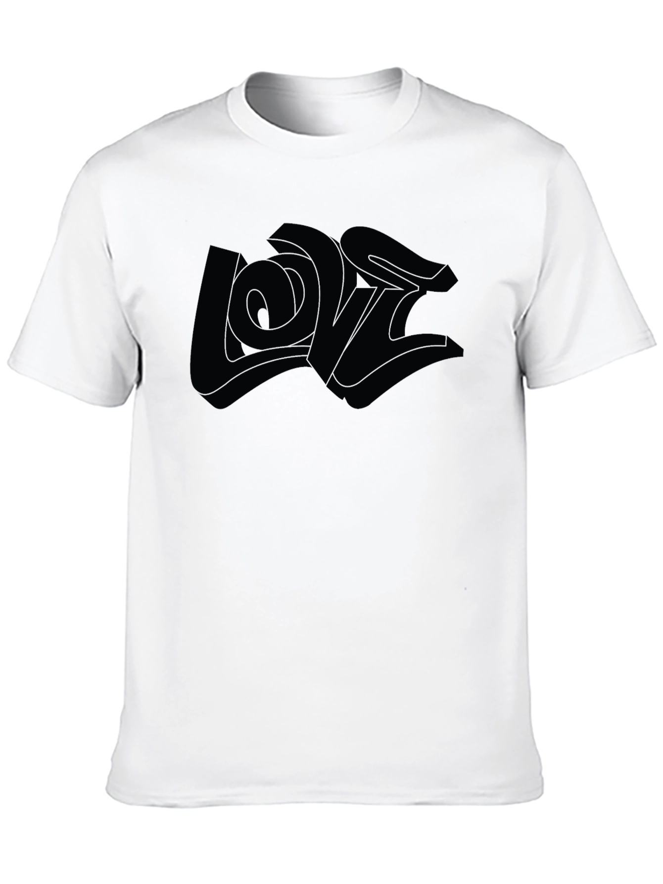 Monochrome Graphic Tee - 3D Love Design