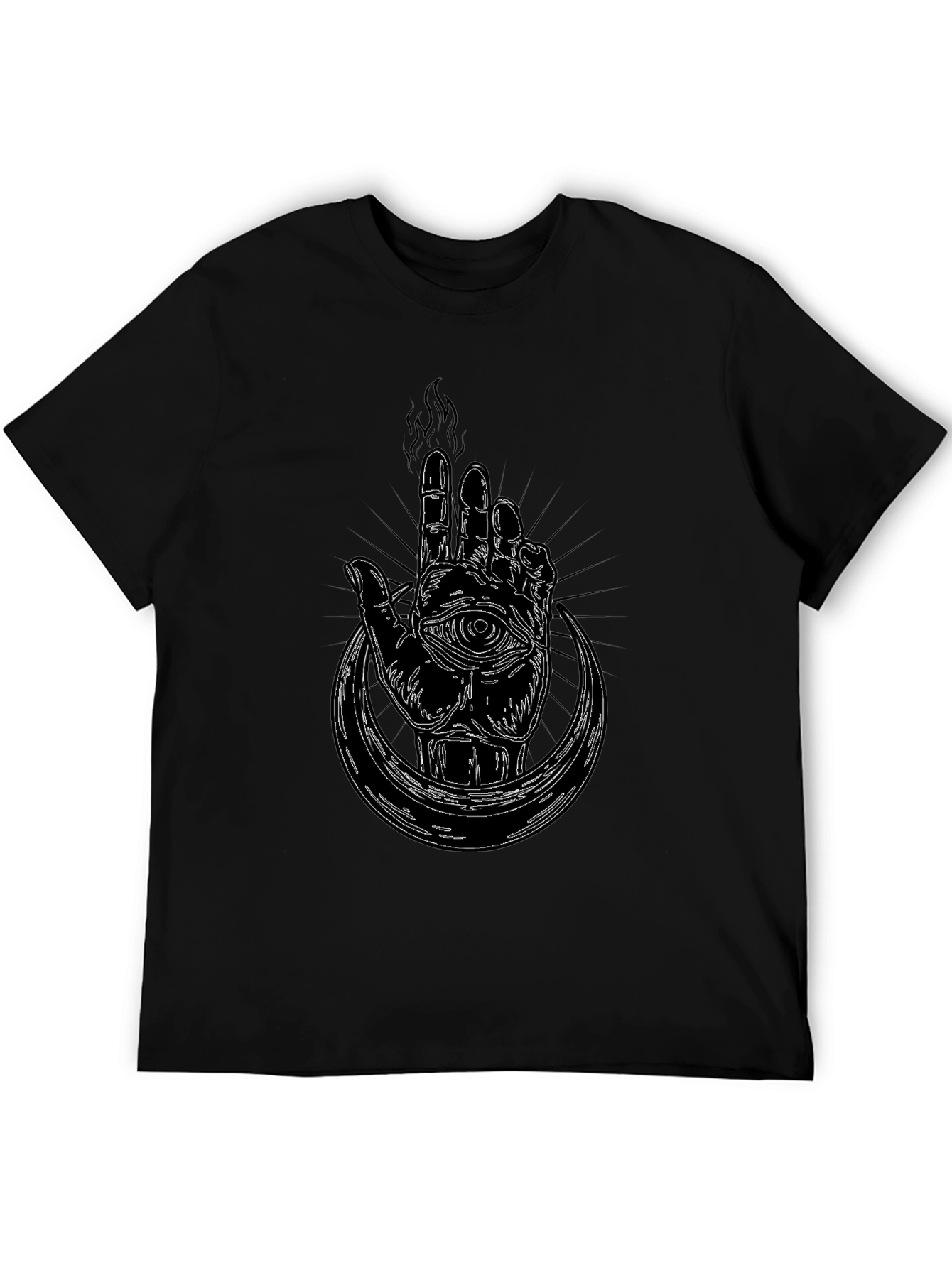 Mystic Hand Graphic Tee - Black Cotton T-Shirt