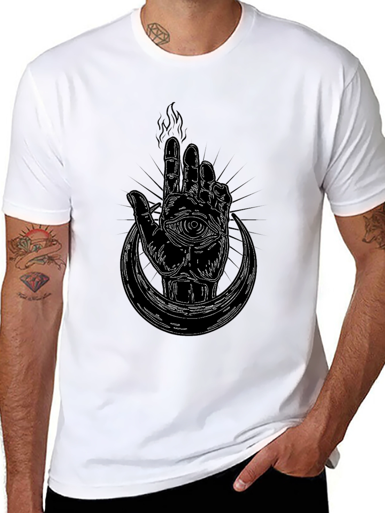 Mystic Hand Graphic Tee - Black Cotton T-Shirt