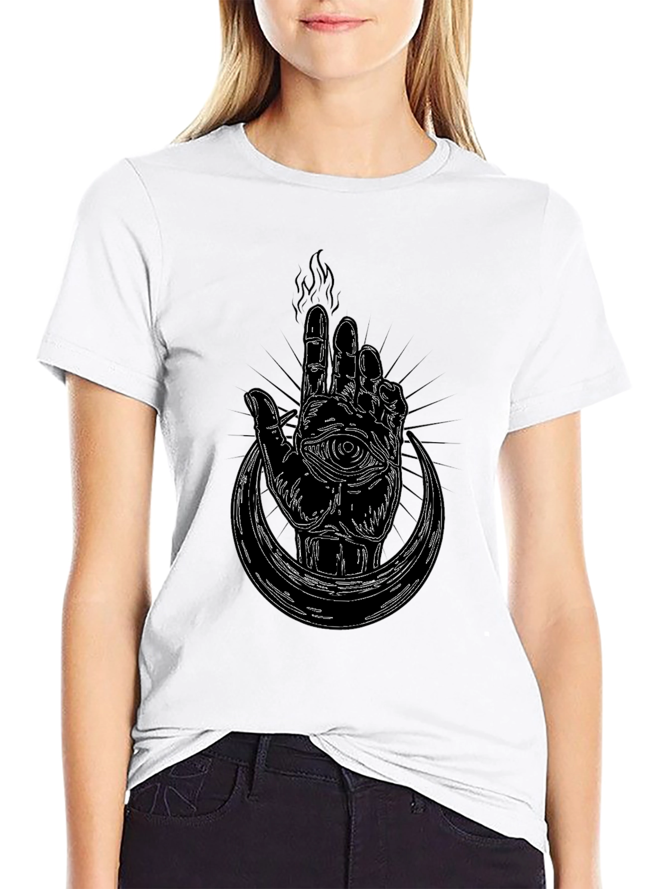 Mystic Hand Graphic Tee - Black Cotton T-Shirt