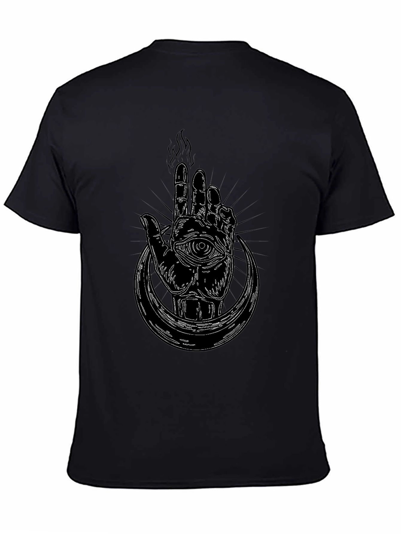 Mystic Hand Graphic Tee - Black Cotton T-Shirt
