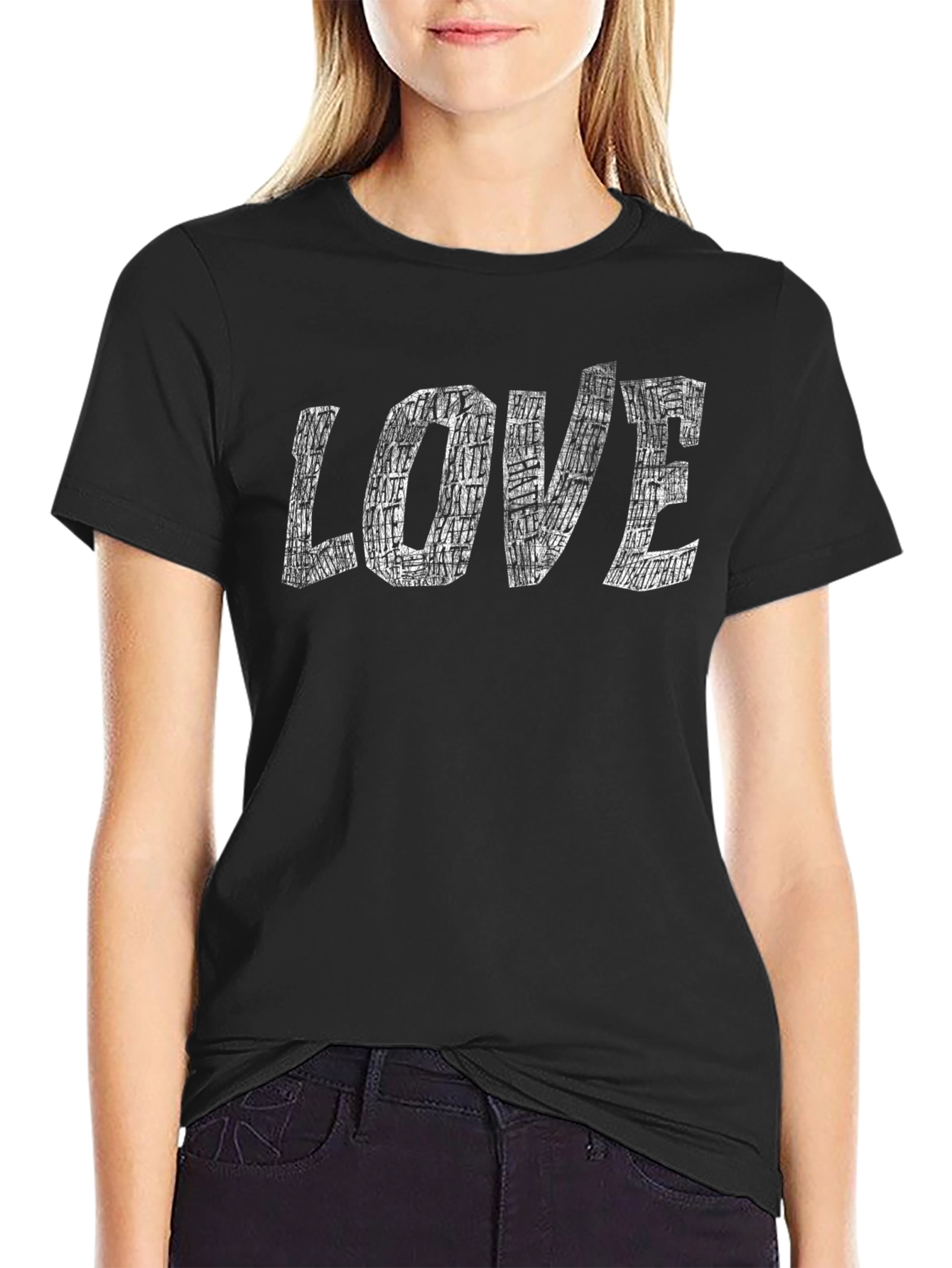 Love Graphic Print Black Cotton T-Shirt