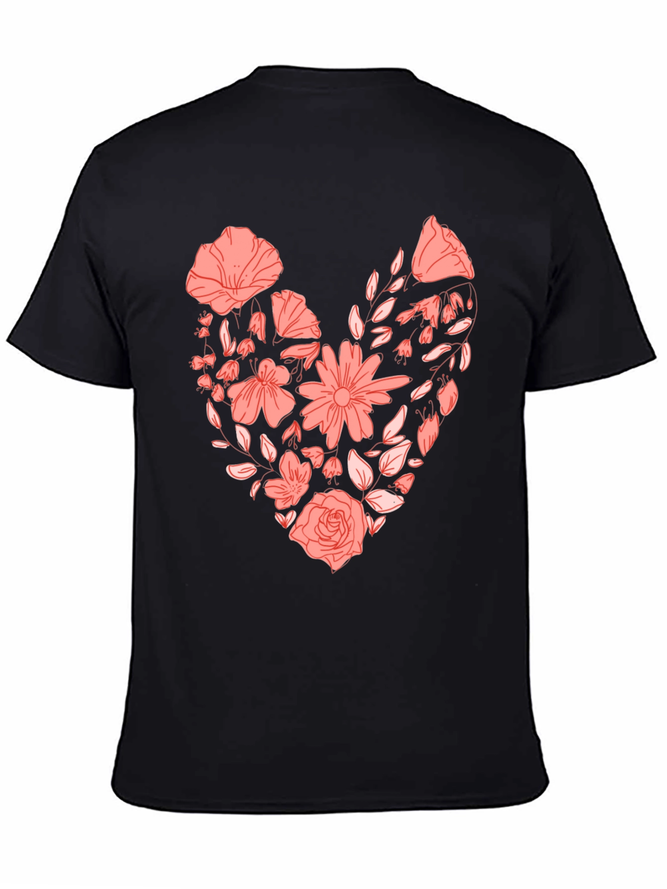 Floral Heart Graphic Tee - Black