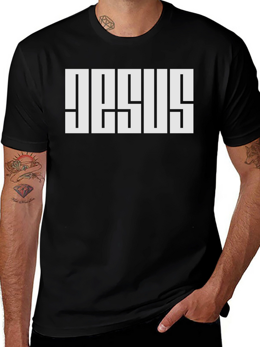 Bold JESUS Graphic Tee - Black Cotton Blend T-Shirt