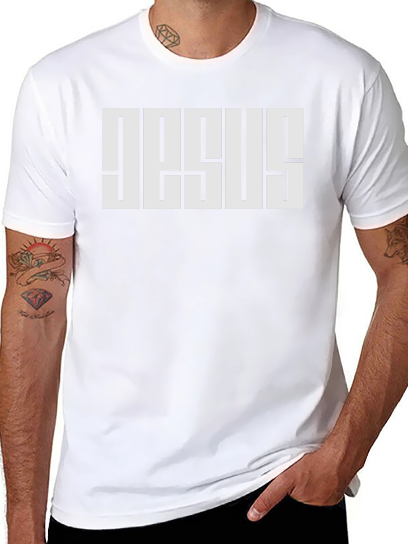 Bold JESUS Graphic Tee - Black Cotton Blend T-Shirt