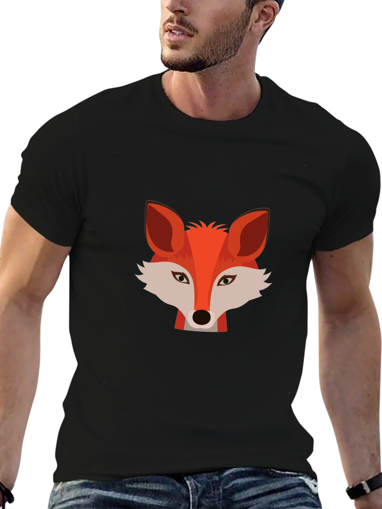 Stylish Fox Graphic Black T-Shirt