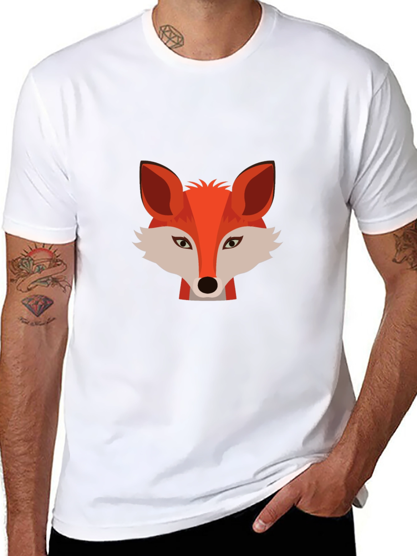 Stylish Fox Graphic Black T-Shirt