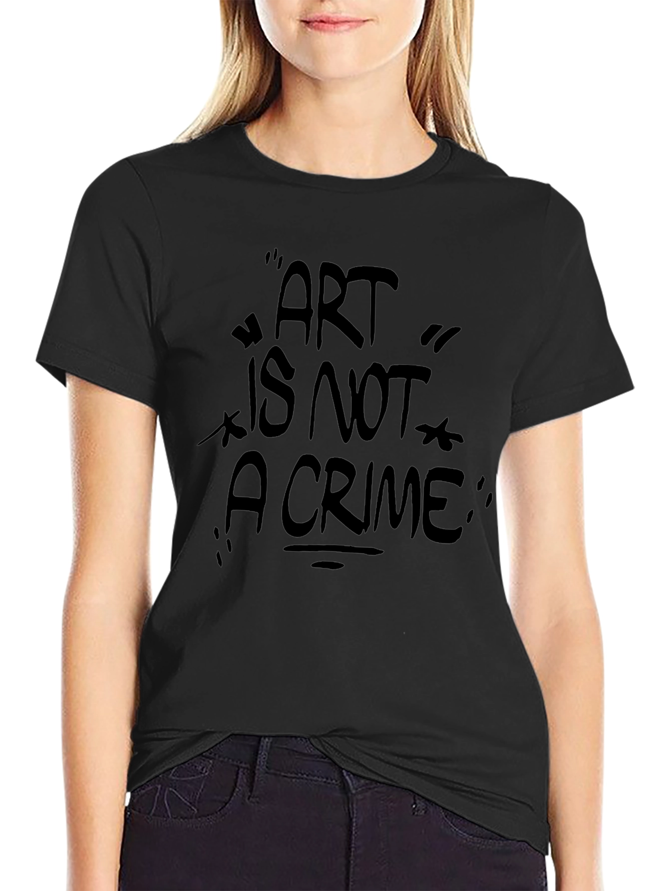 Art Is Not A Crime Black Graphic Tee Shirt