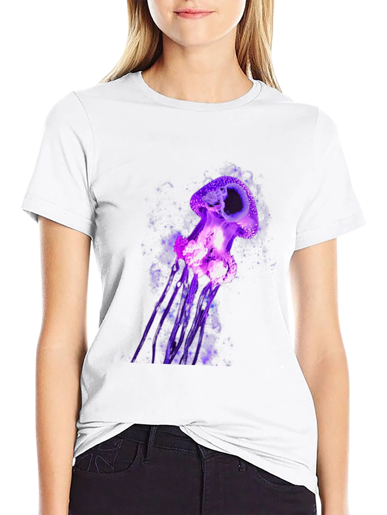 Purple Jellyfish Graphic Tee - Mens Black T-Shirt