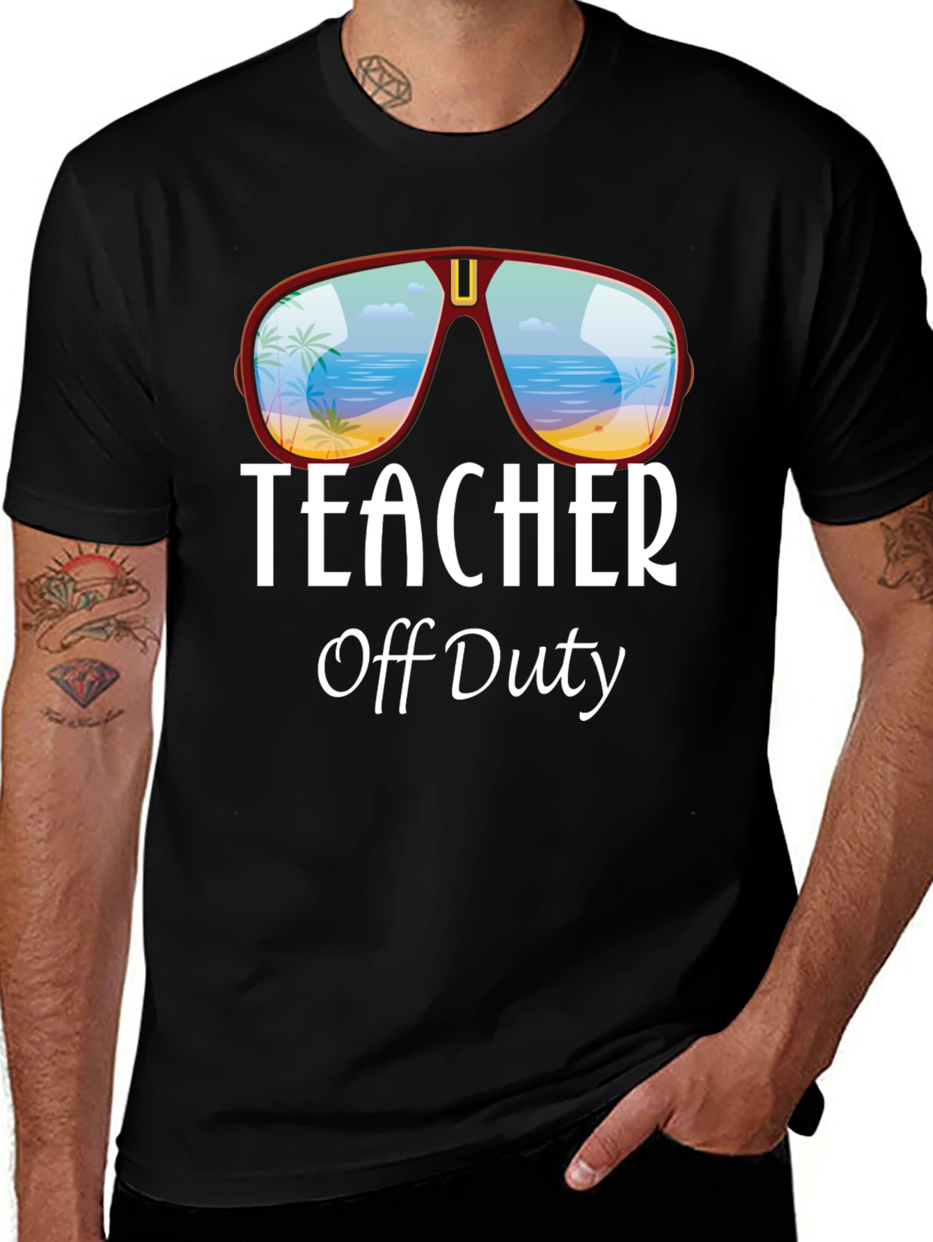 Teacher Off Duty T-Shirt - Beach Sunglasses Design