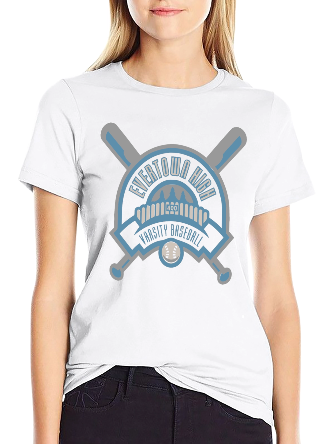 Evertown High Varsity Baseball Black T-Shirt