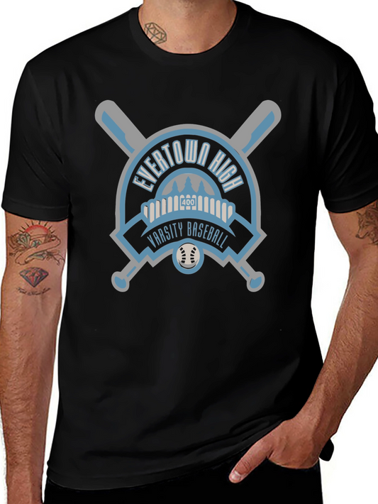 Evertown High Varsity Baseball Black T-Shirt