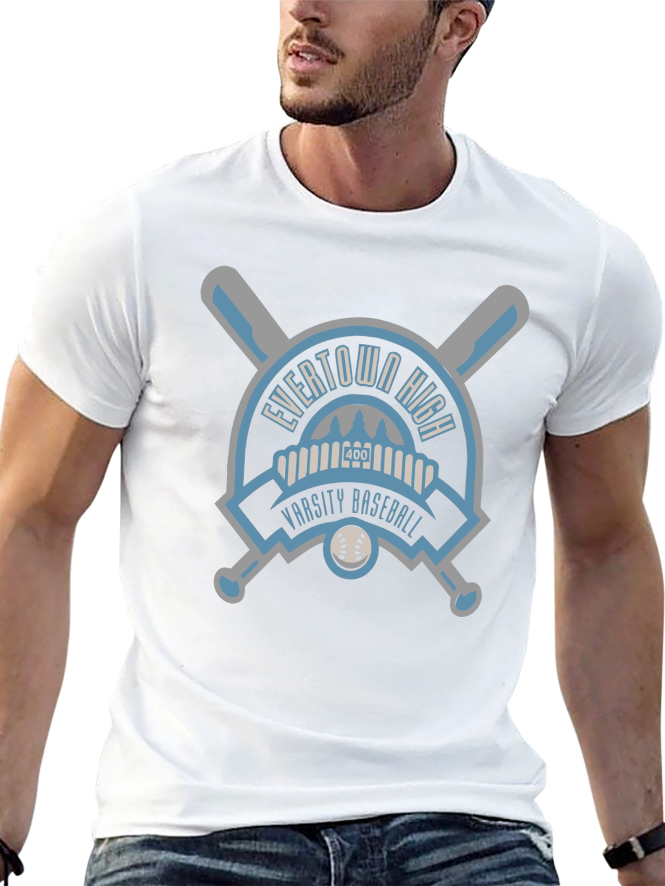 Evertown High Varsity Baseball Black T-Shirt