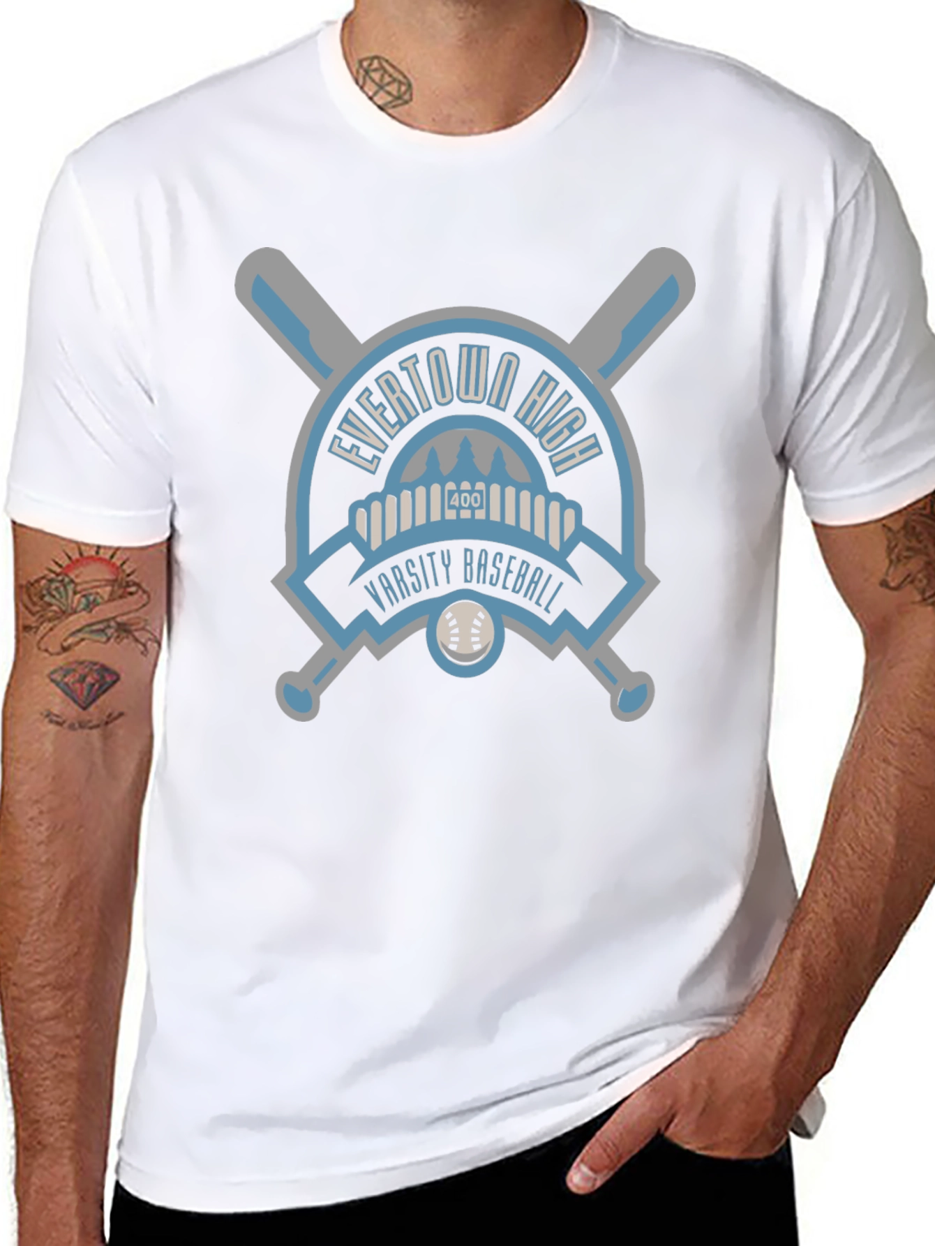 Evertown High Varsity Baseball Black T-Shirt