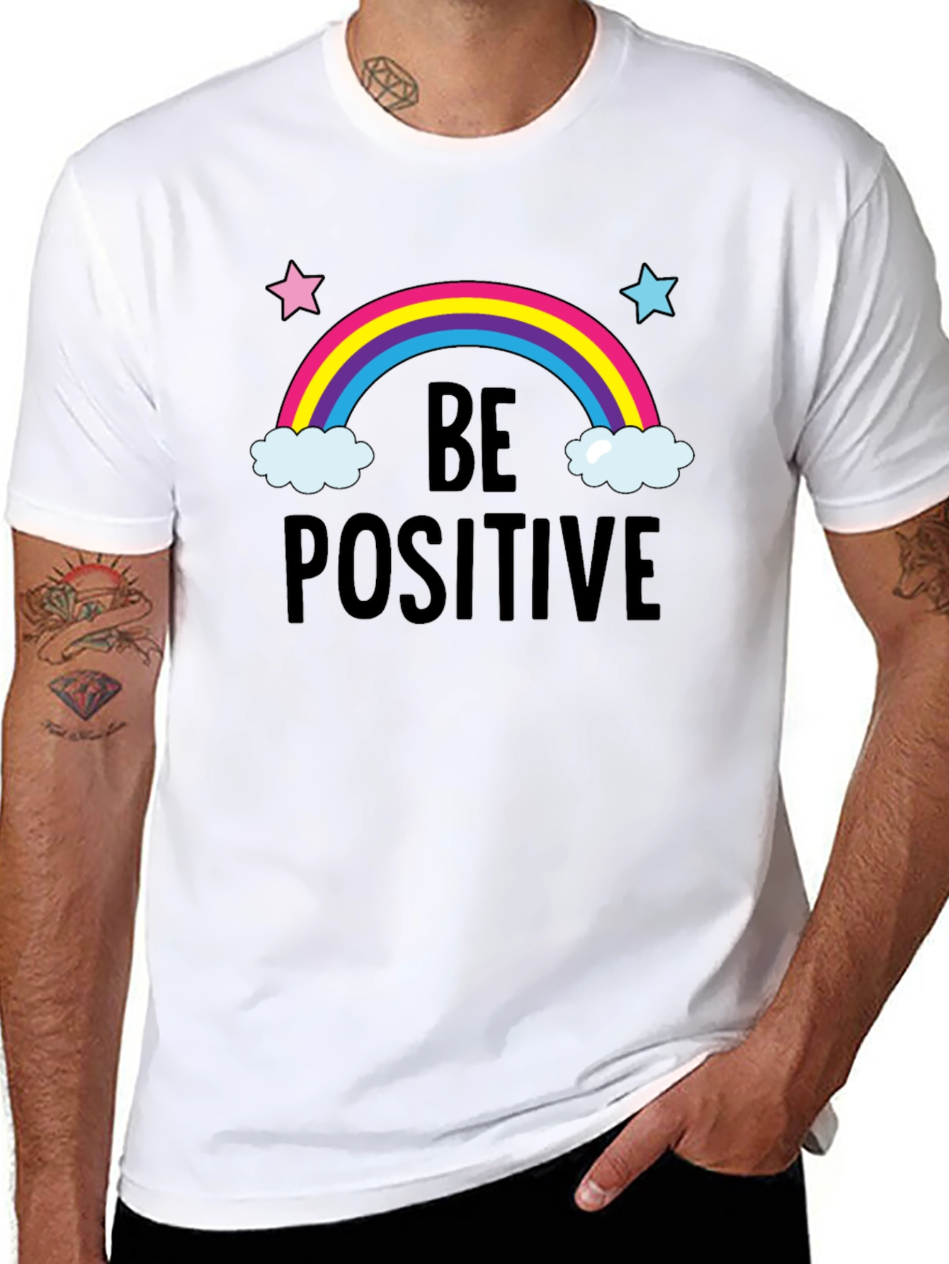 Be Positive Rainbow Graphic Tee - Comfort Fit