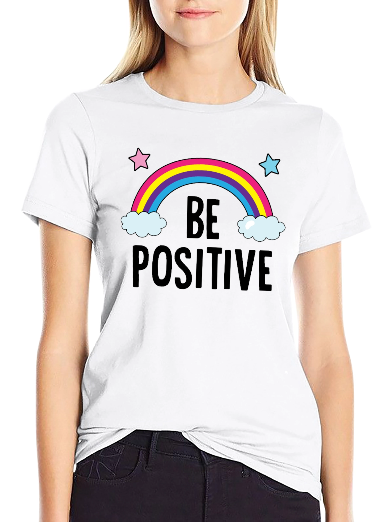 Be Positive Rainbow Graphic Tee - Comfort Fit