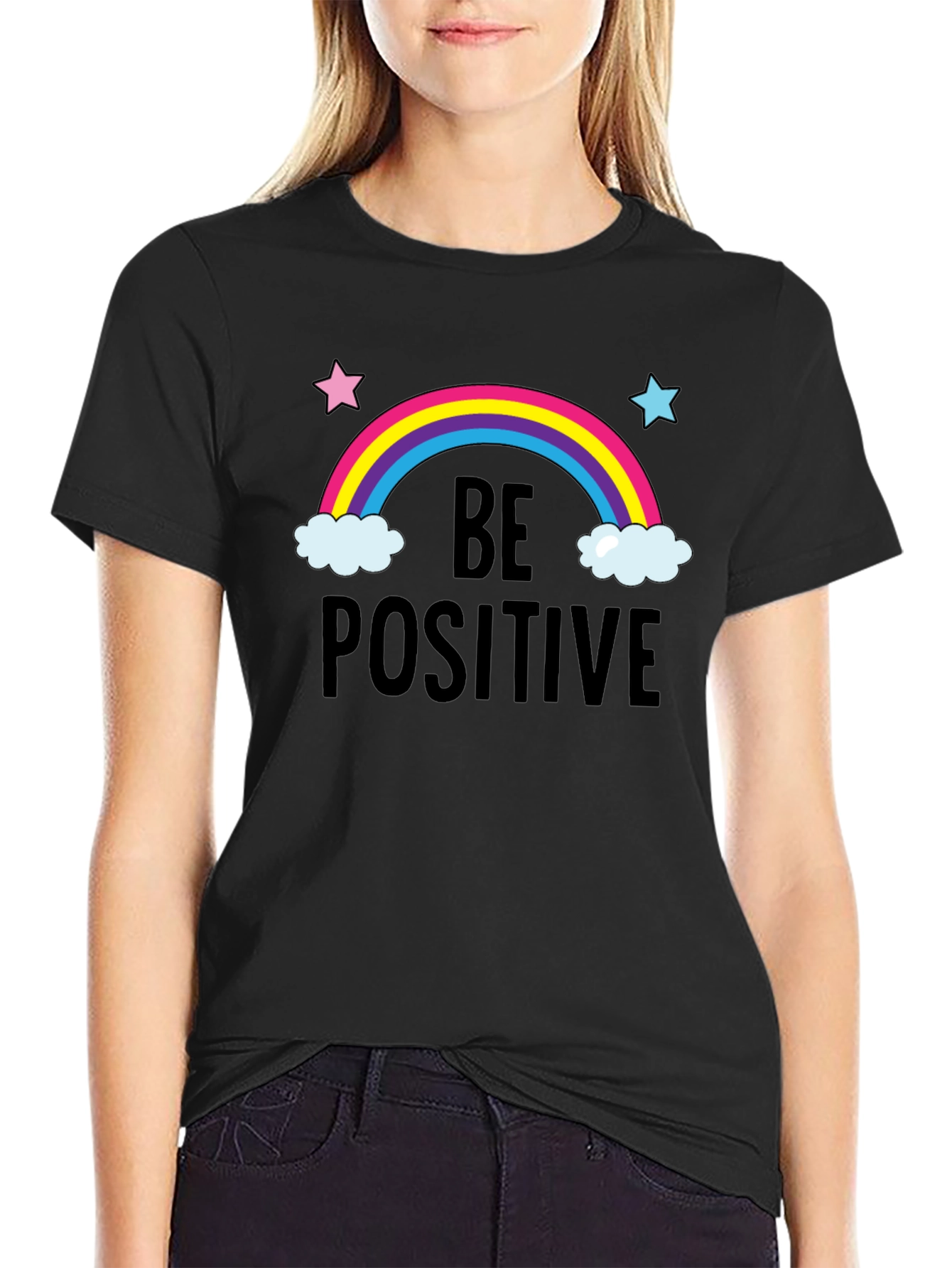 Be Positive Rainbow Graphic Tee - Comfort Fit