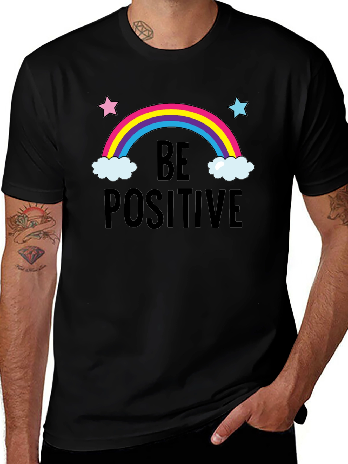 Be Positive Rainbow Graphic Tee - Comfort Fit