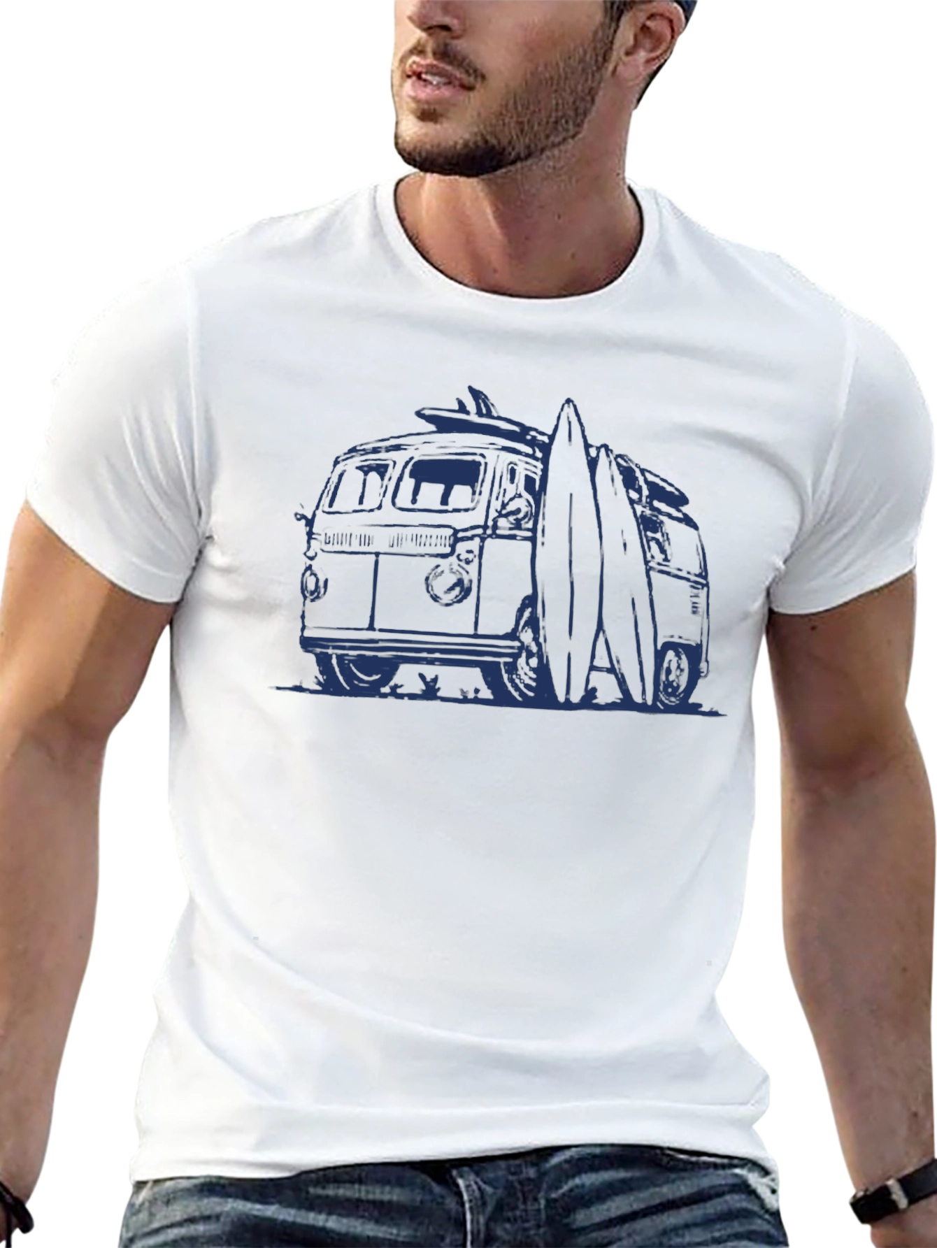 Surf Van Graphic Tee - Black Cotton T-Shirt