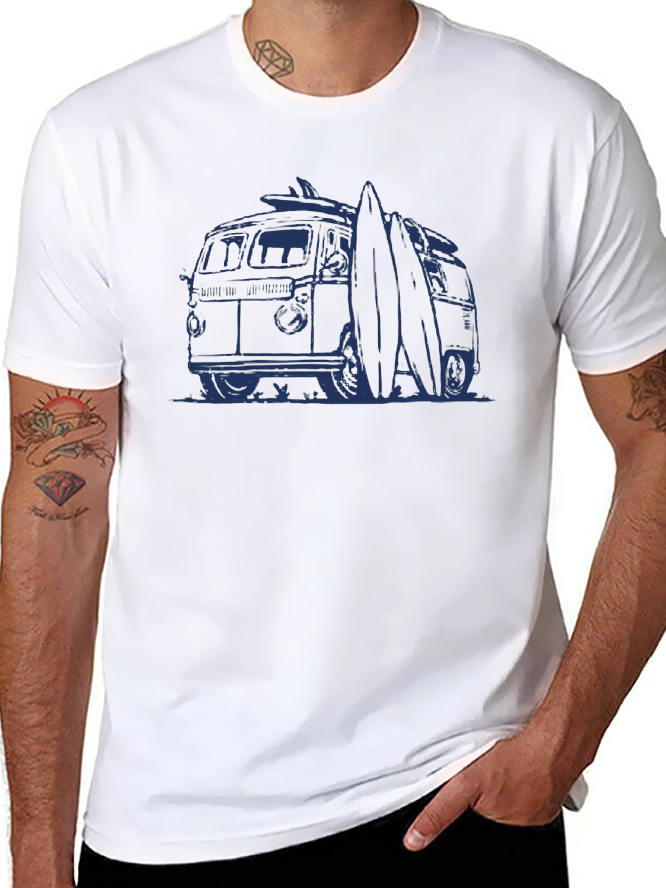 Surf Van Graphic Tee - Black Cotton T-Shirt
