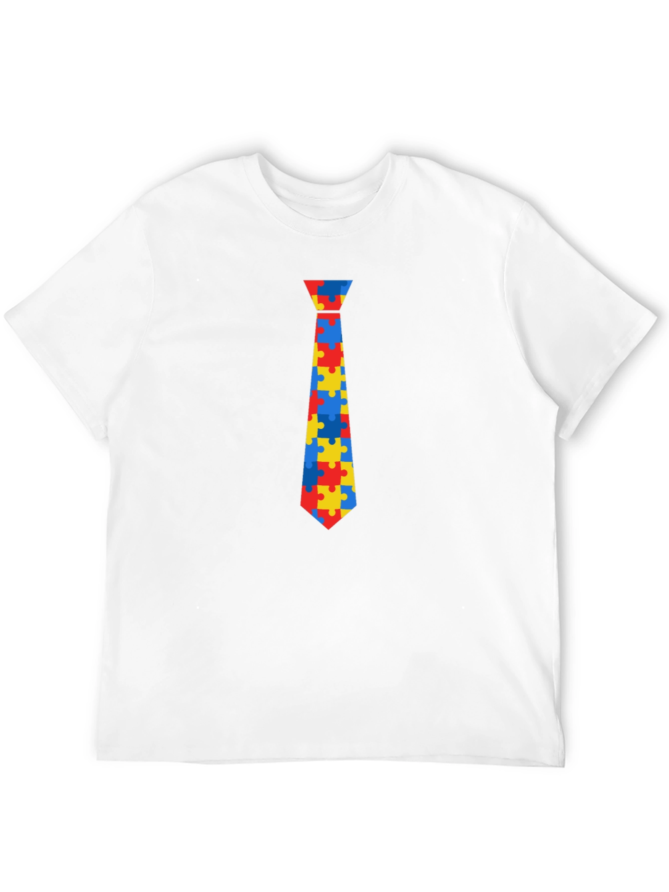 Autism Awareness Puzzle Tie Graphic Tee - Black