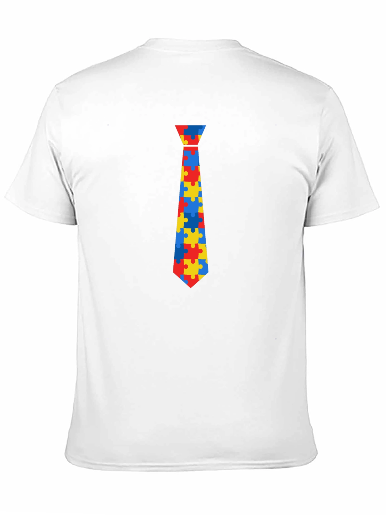 Autism Awareness Puzzle Tie Graphic Tee - Black