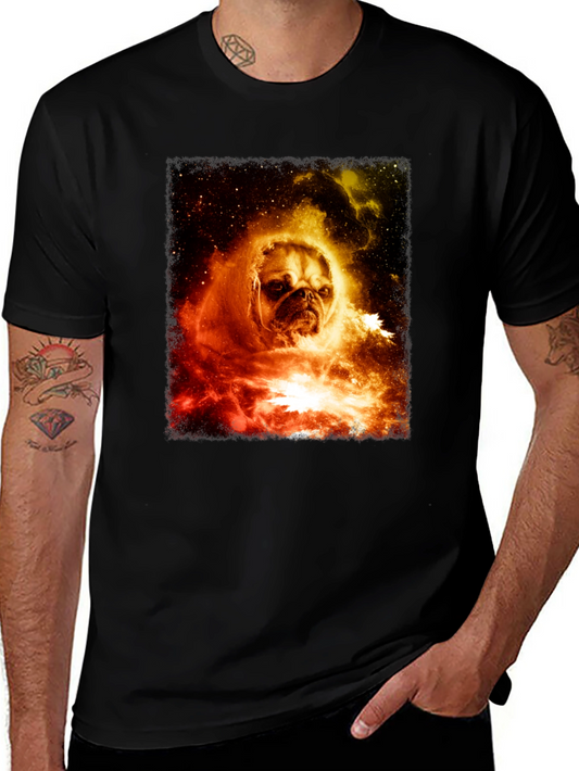 Cosmic Pug Graphic T-Shirt - Mens Black Tee
