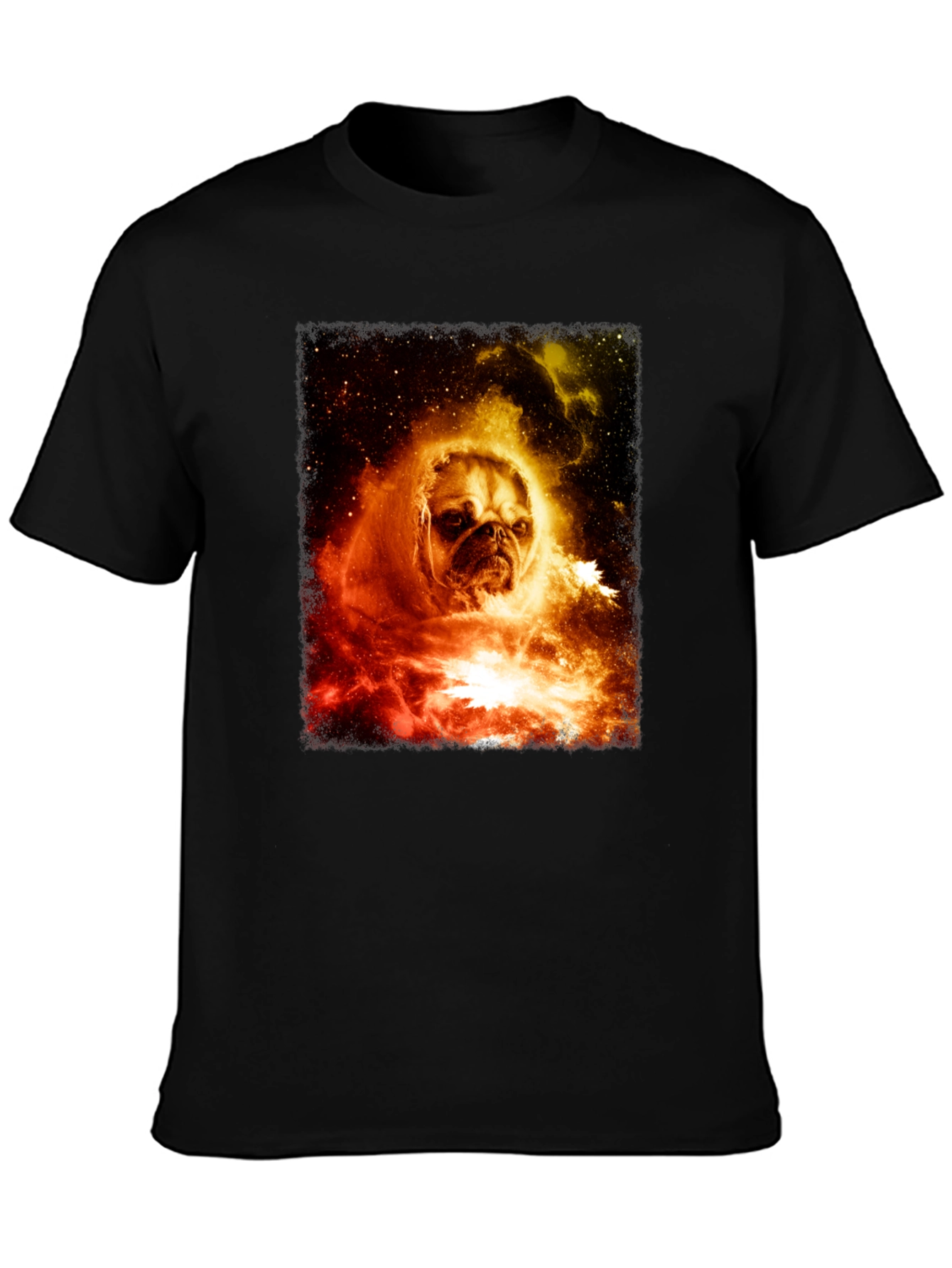 Cosmic Pug Graphic T-Shirt - Mens Black Tee