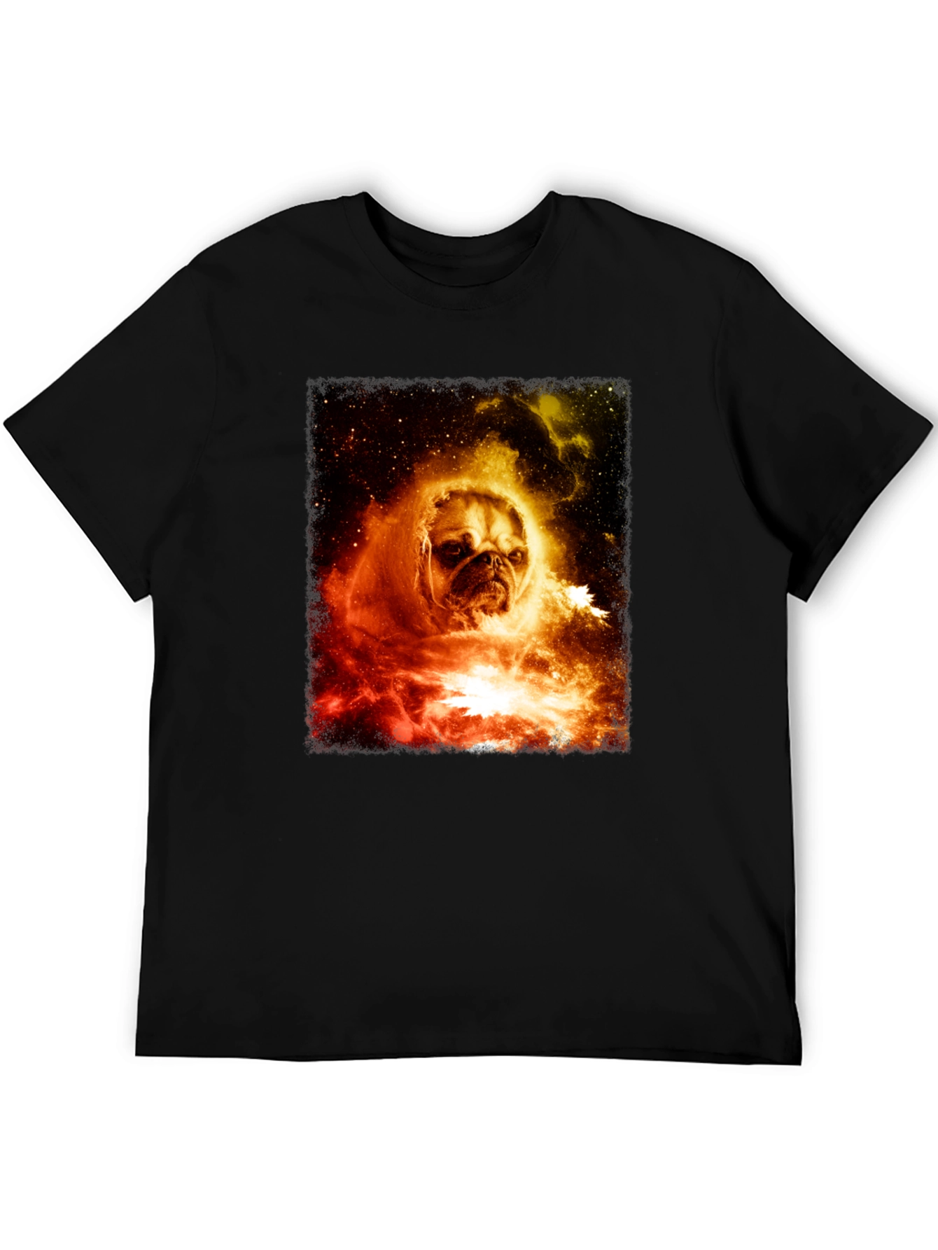 Cosmic Pug Graphic T-Shirt - Mens Black Tee