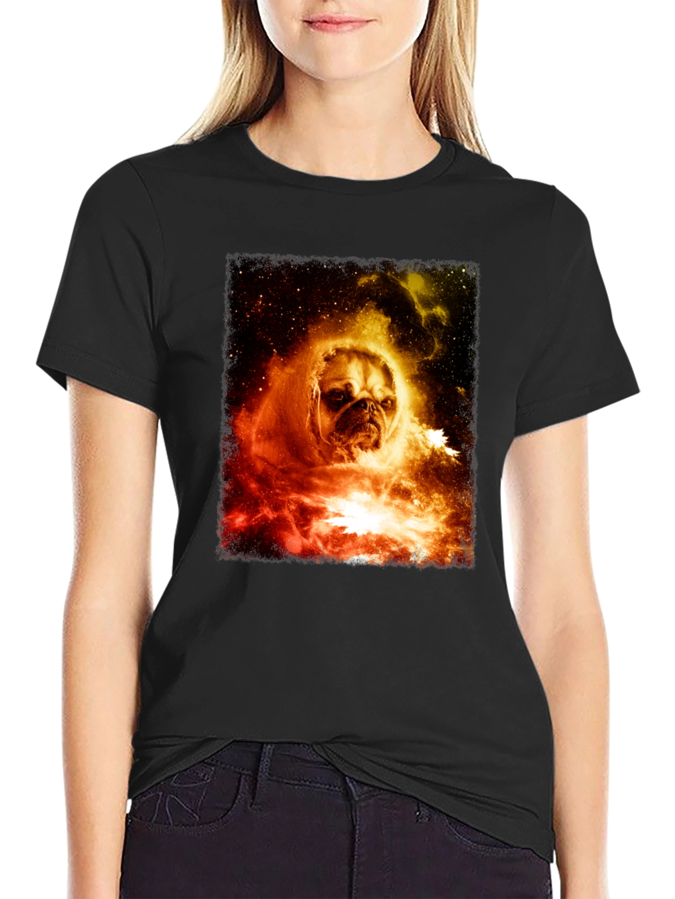 Cosmic Pug Graphic T-Shirt - Mens Black Tee
