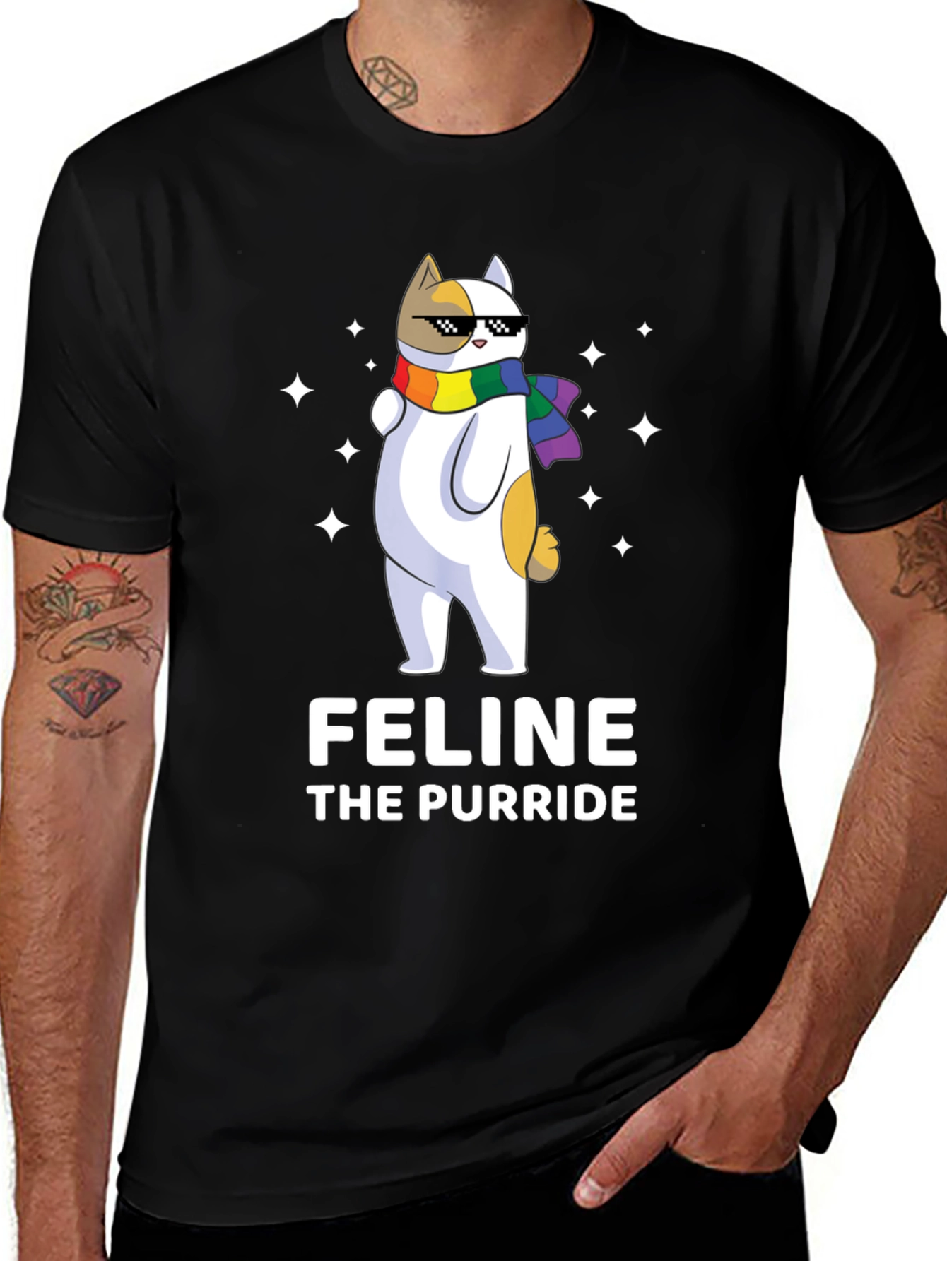 Feline The Purride LGBTQ+ Cat T-Shirt