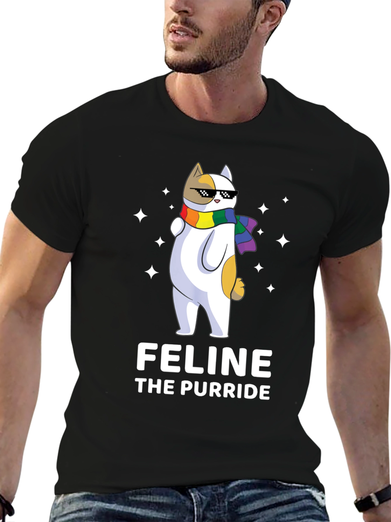 Feline The Purride LGBTQ+ Cat T-Shirt