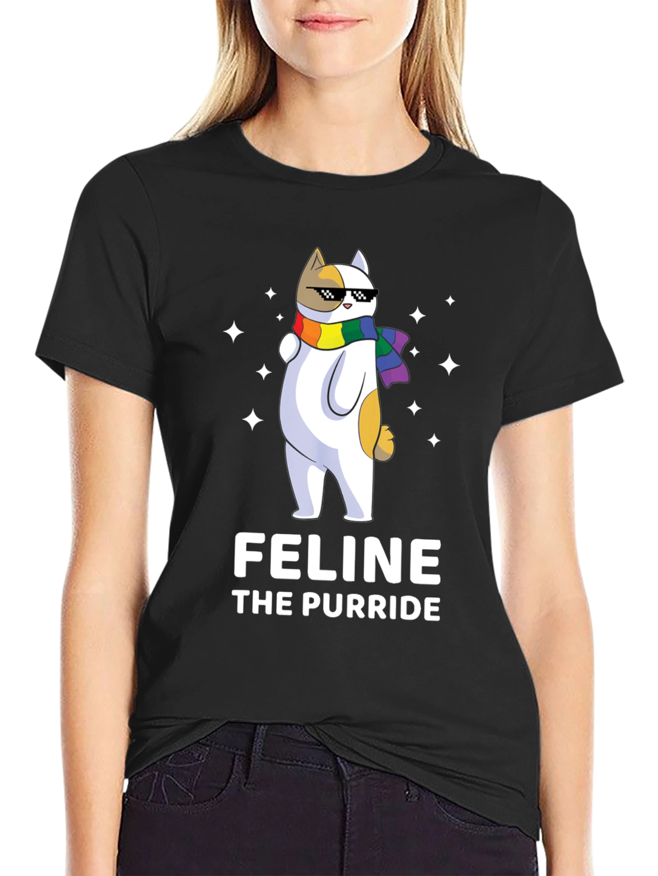 Feline The Purride LGBTQ+ Cat T-Shirt
