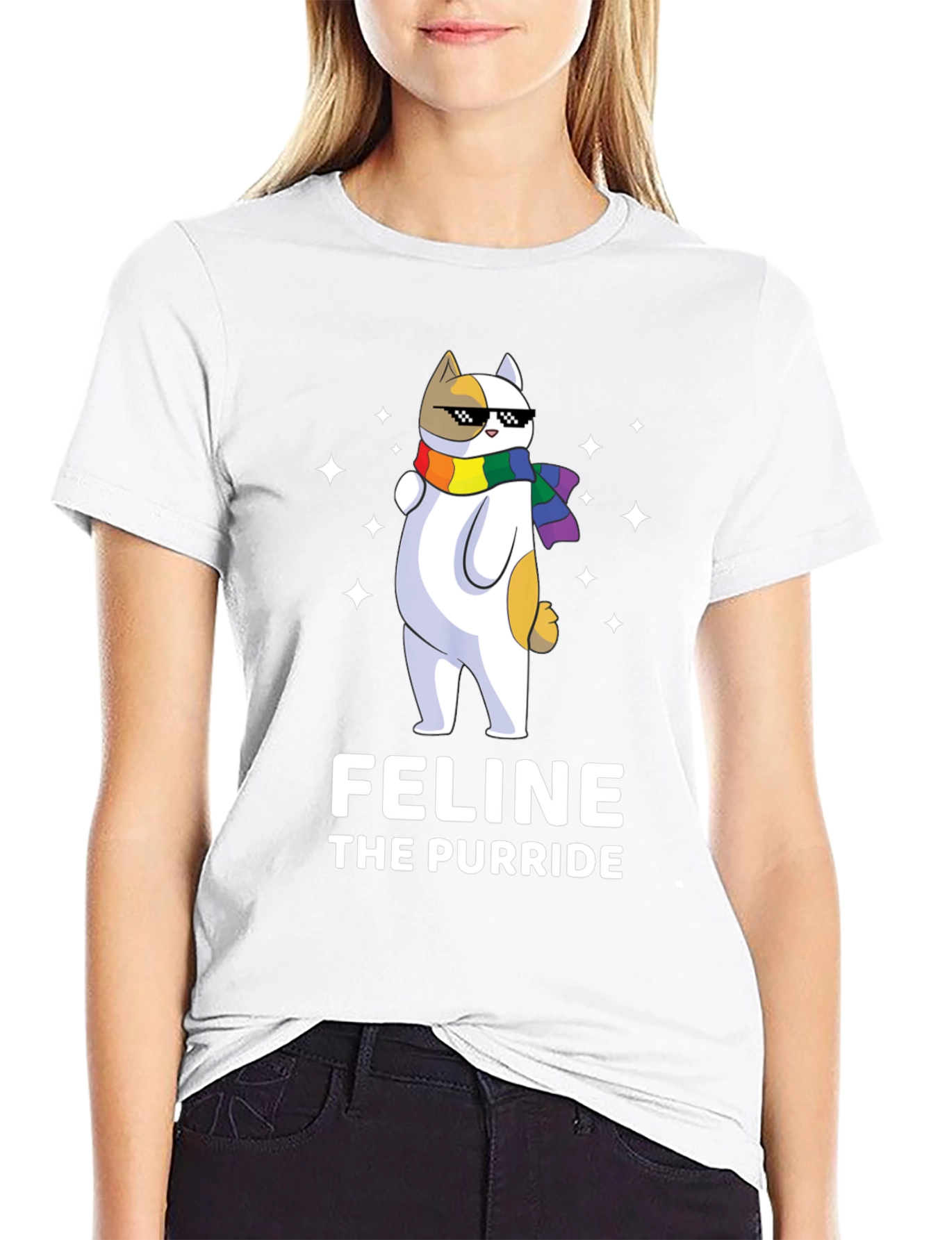 Feline The Purride LGBTQ+ Cat T-Shirt