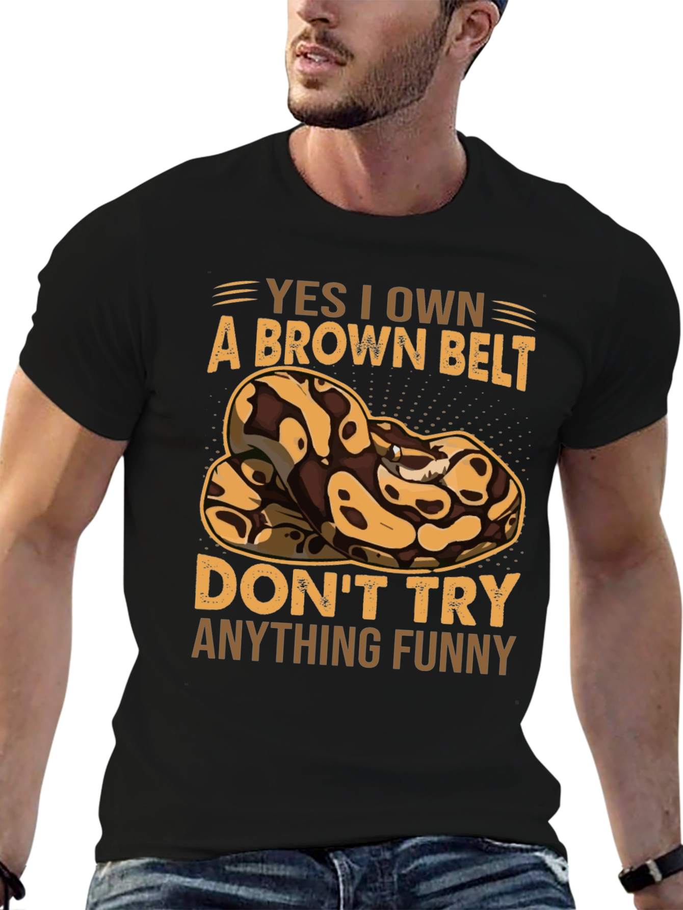 Brown Belt Snake T-Shirt - Funny Novelty Tee
