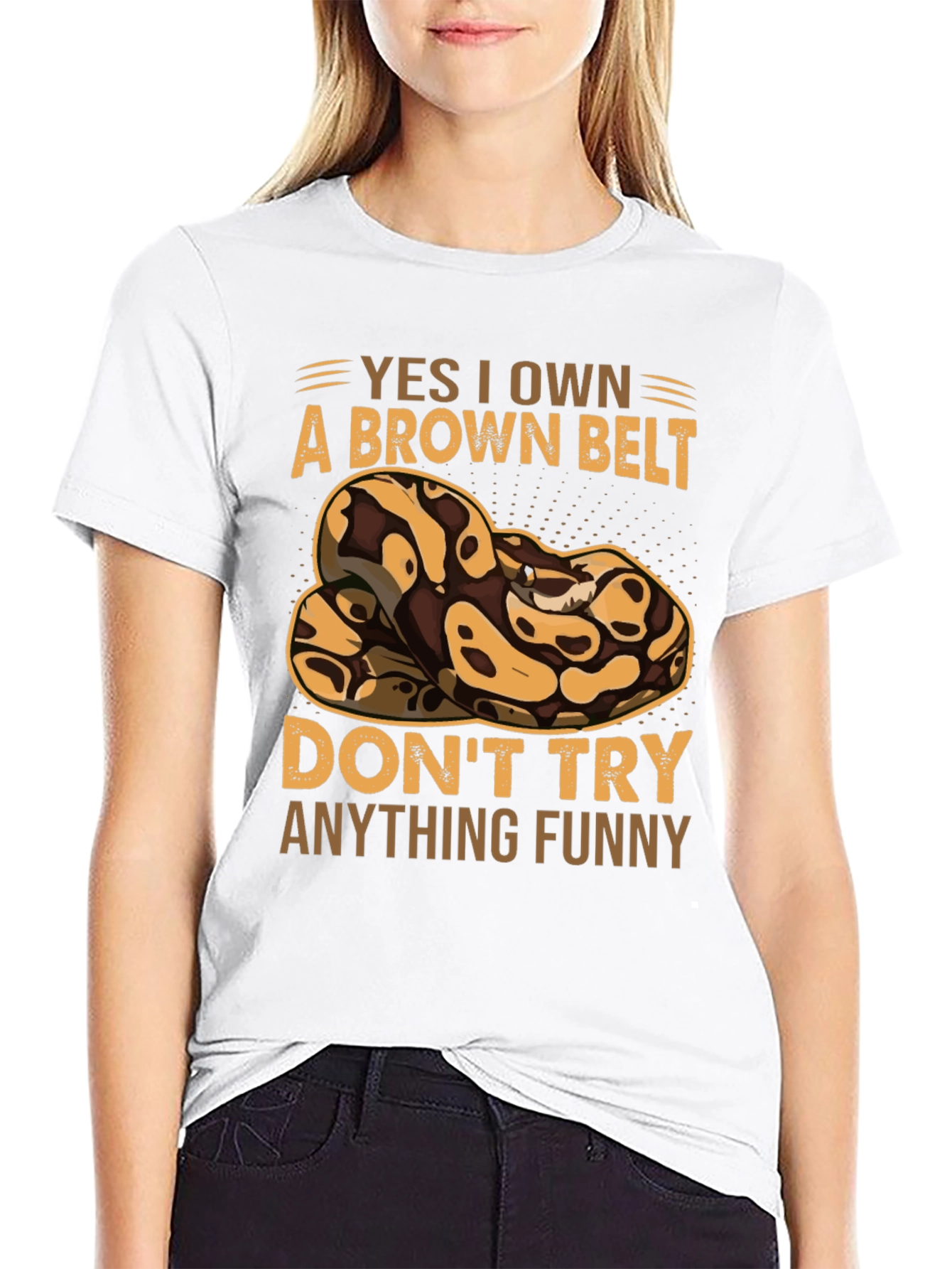 Brown Belt Snake T-Shirt - Funny Novelty Tee