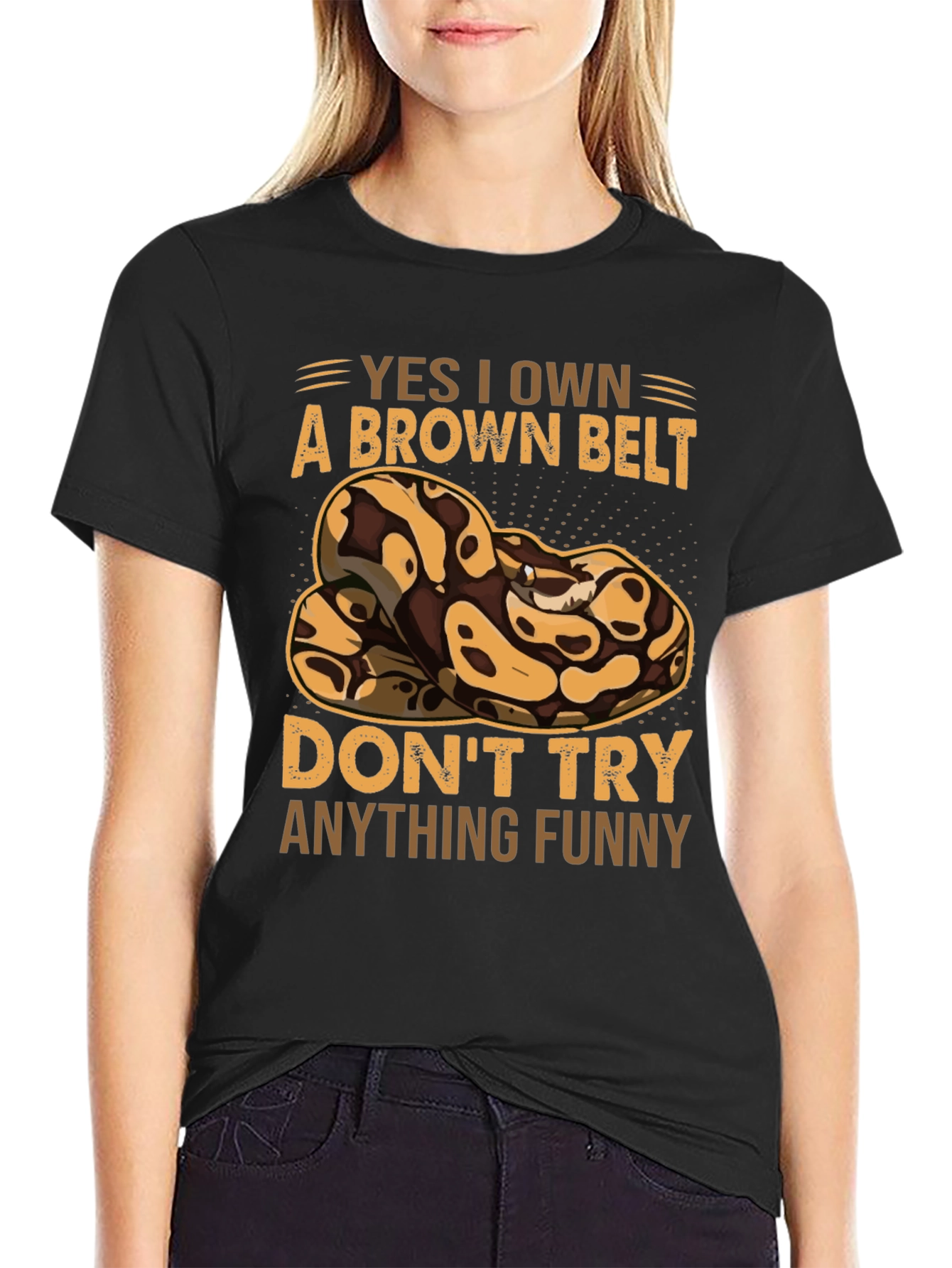 Brown Belt Snake T-Shirt - Funny Novelty Tee