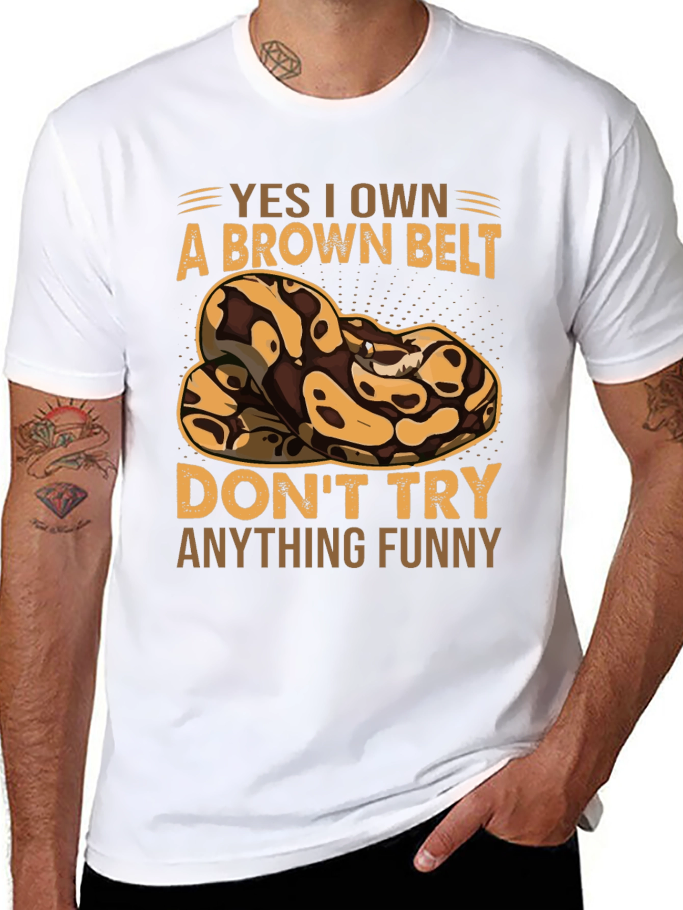 Brown Belt Snake T-Shirt - Funny Novelty Tee