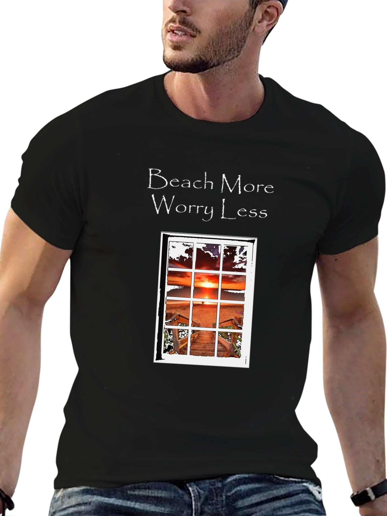 Beach More Worry Less Graphic T-Shirt