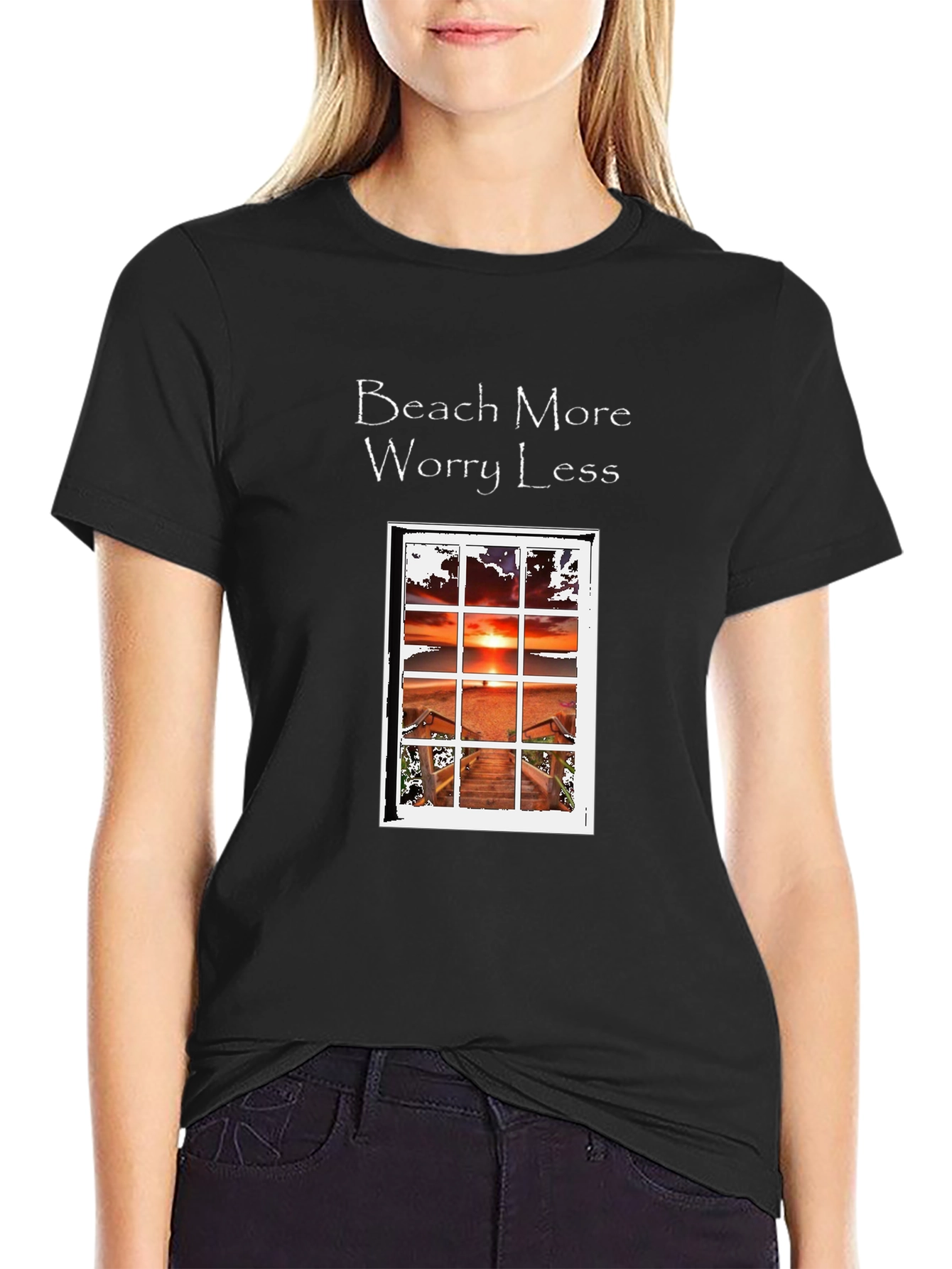 Beach More Worry Less Graphic T-Shirt