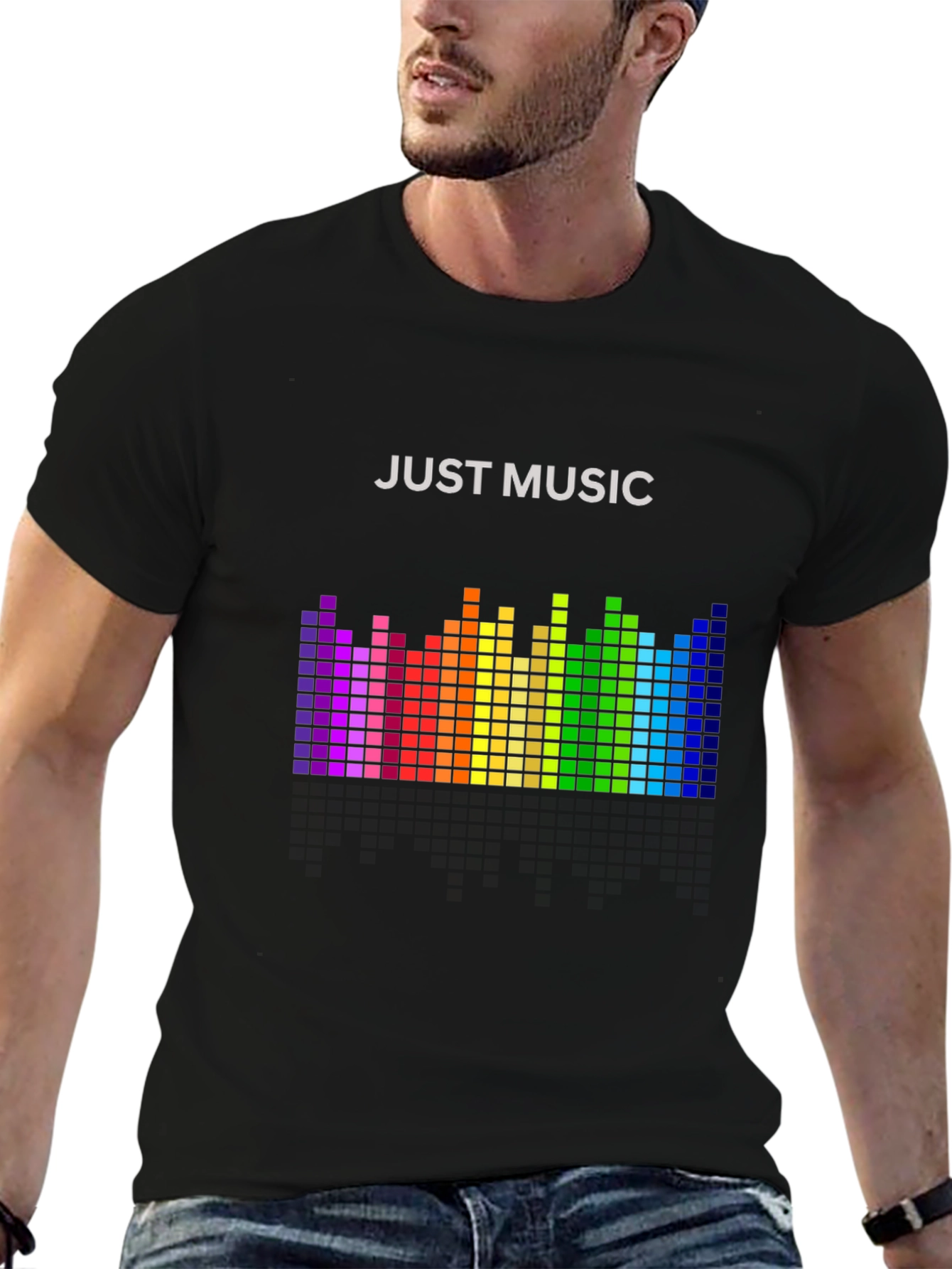 Just Music Graphic Tee - Rainbow Equalizer T-Shirt